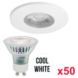 BELL White Downlights and Cool White GU10 (x50)