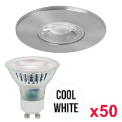 BELL Satin Nickel Downlights and Cool White GU10 (x50)