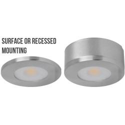 Robus COMMODORE  2.5W LED Surface/Recessed Cabinet Light Brushed Chrome (Warm White)