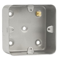 Click 1 Gang Surface Metal Clad Mounting Box with Knockouts - 40mm Deep