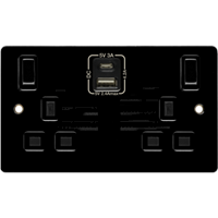 Click Define Flat Plate Polished Black Nickel Double Socket with USB