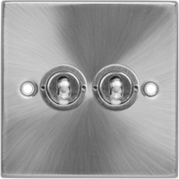 Click Deco Satin Chrome 2 Gang Double Toggle Switch