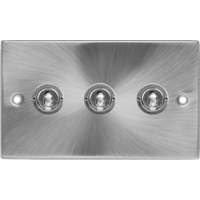 Click Deco Satin Chrome 3 Gang Toggle Switch