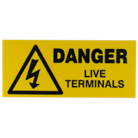 DANGER Live Terminals Label 5 Pack