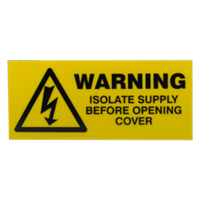 WARNING Isolate Supply Before Opening Cover Label 5 Pack